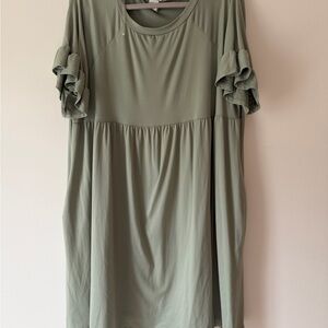 Green Ruffle Sleeve Dress